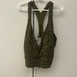 Athleta Olive Patterned Sports Bra